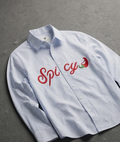 "Spicy" Blue and White Striped Button-Down Shirt