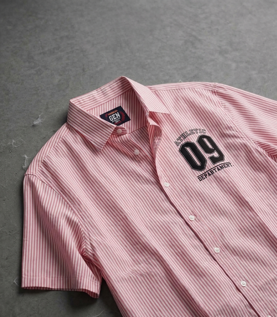 Gen Athletic Dept. Pink and White Striped Short-Sleeve Button-Down Shirt