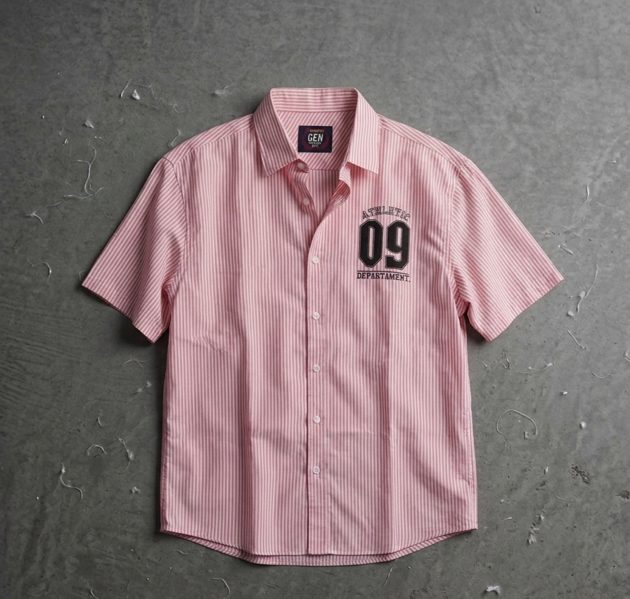 Gen Athletic Dept. Pink and White Striped Short-Sleeve Button-Down Shirt