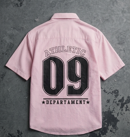 Gen Athletic Dept. Pink and White Striped Short-Sleeve Button-Down Shirt